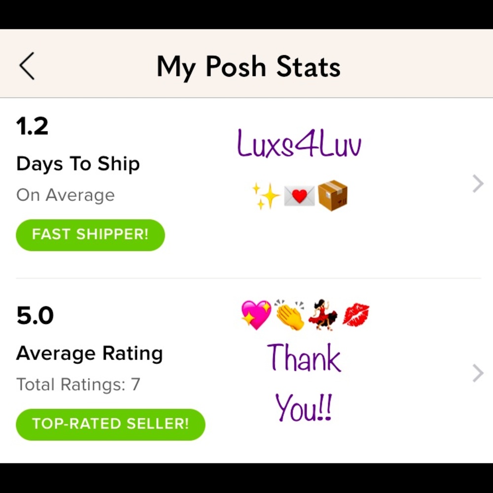 🥂Thank You Poshers for Your Love,Orders, and Support…Appreciate U’re Reviews💌